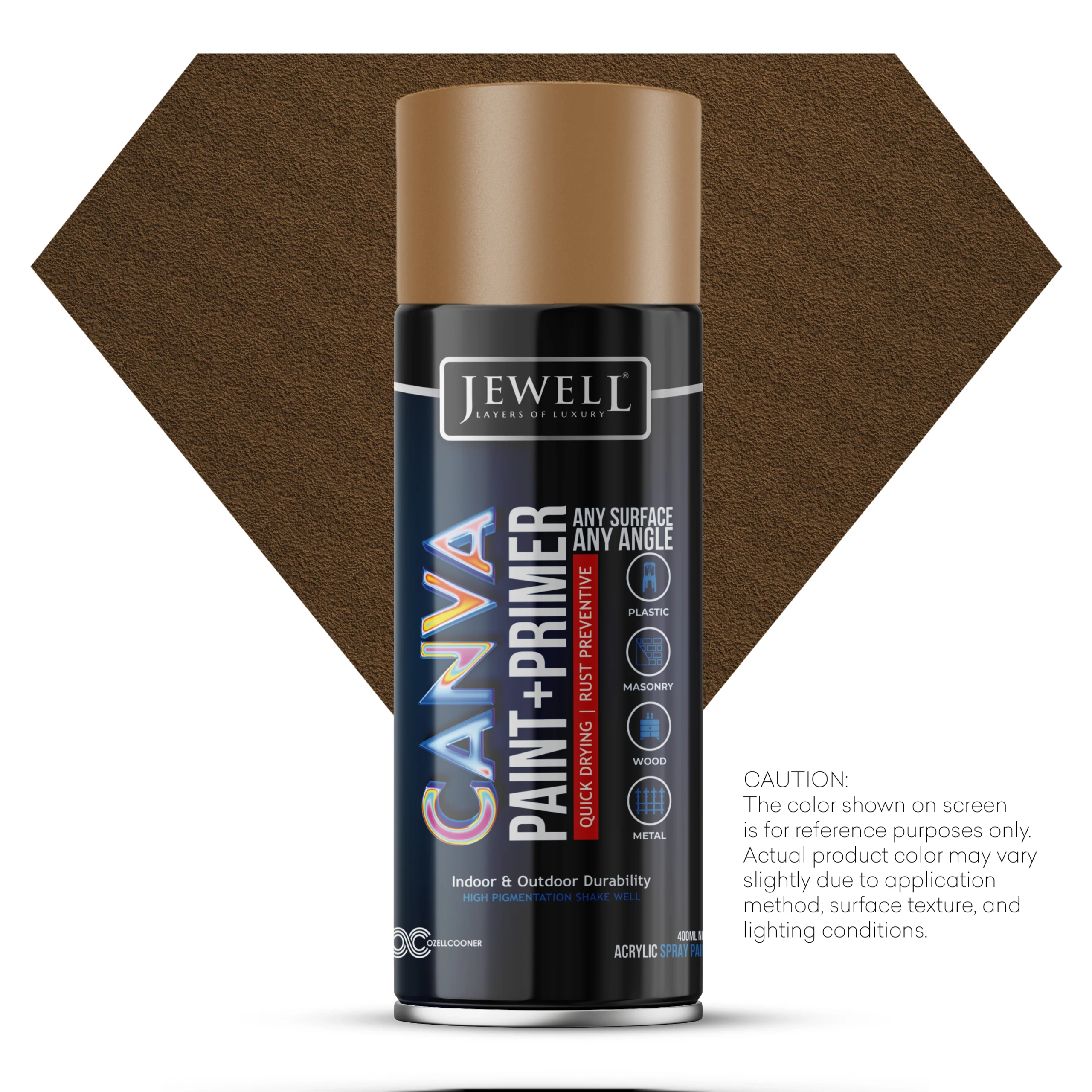 Jewell Canva Spray Paint & Primer in Hammer Finish Brown(A03) – 400ml