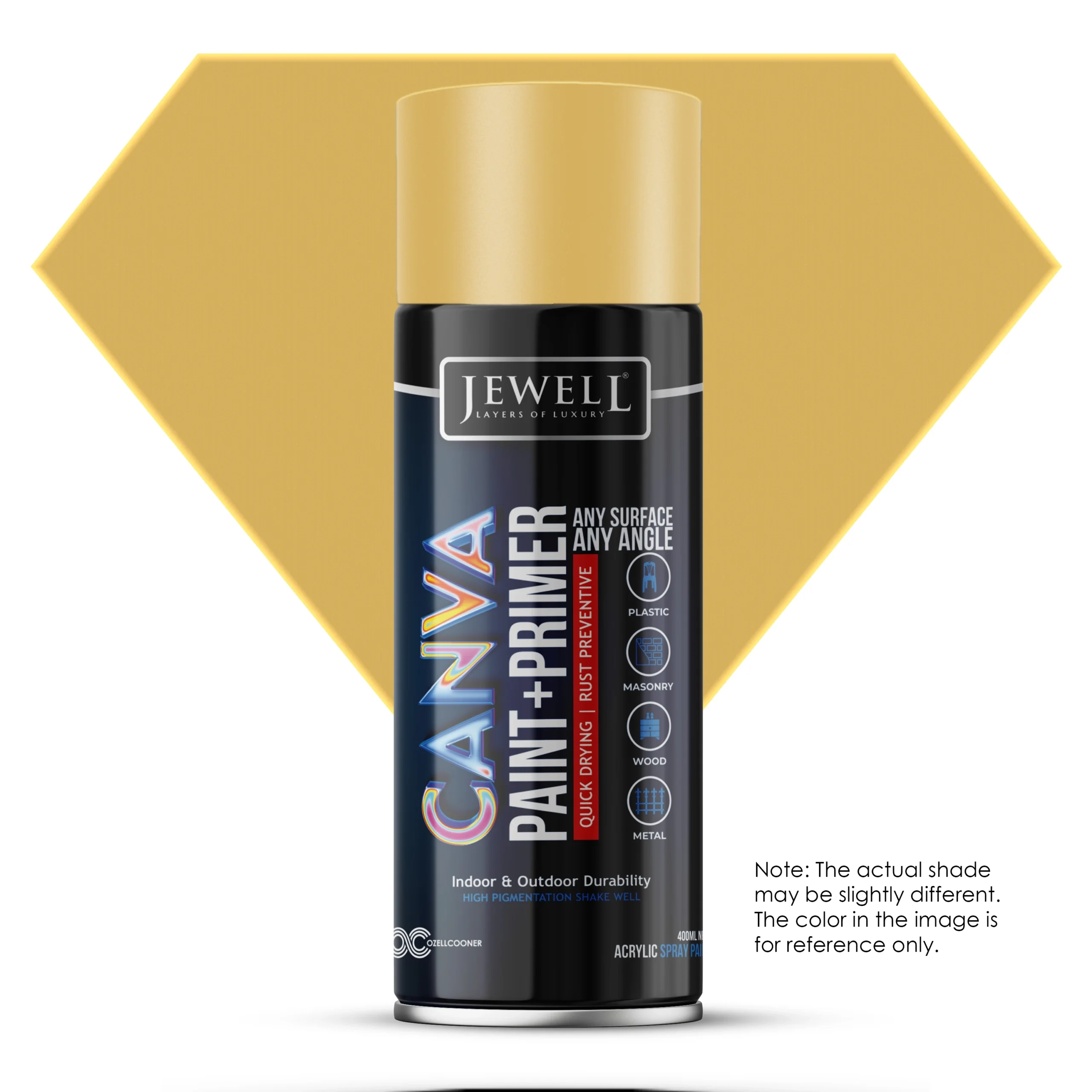 Jewell Canva Spray Paint & Primer in Metallic Gem Gold(2598) – 400ml