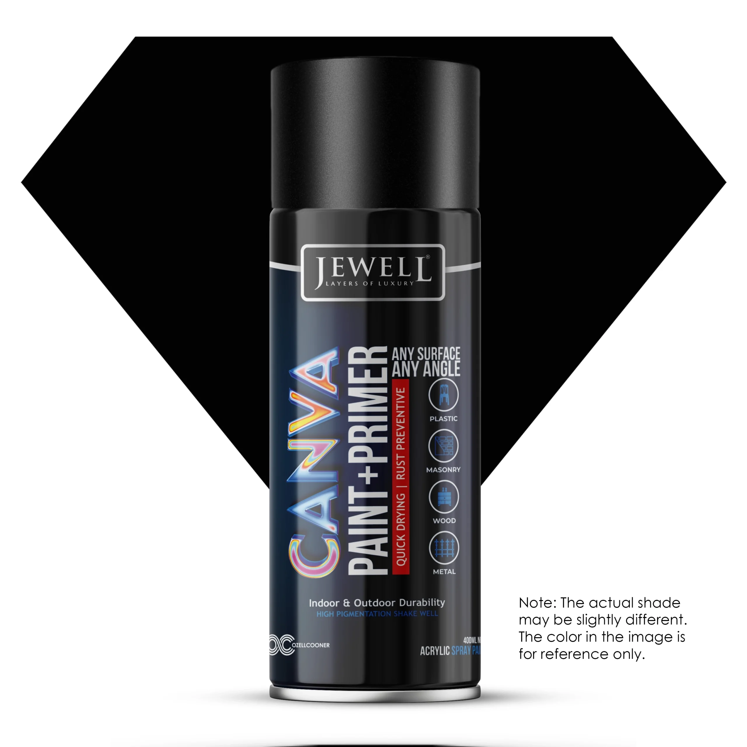 Jewell Canva Spray Paint & Primer in Solid Black(39) – 400ml