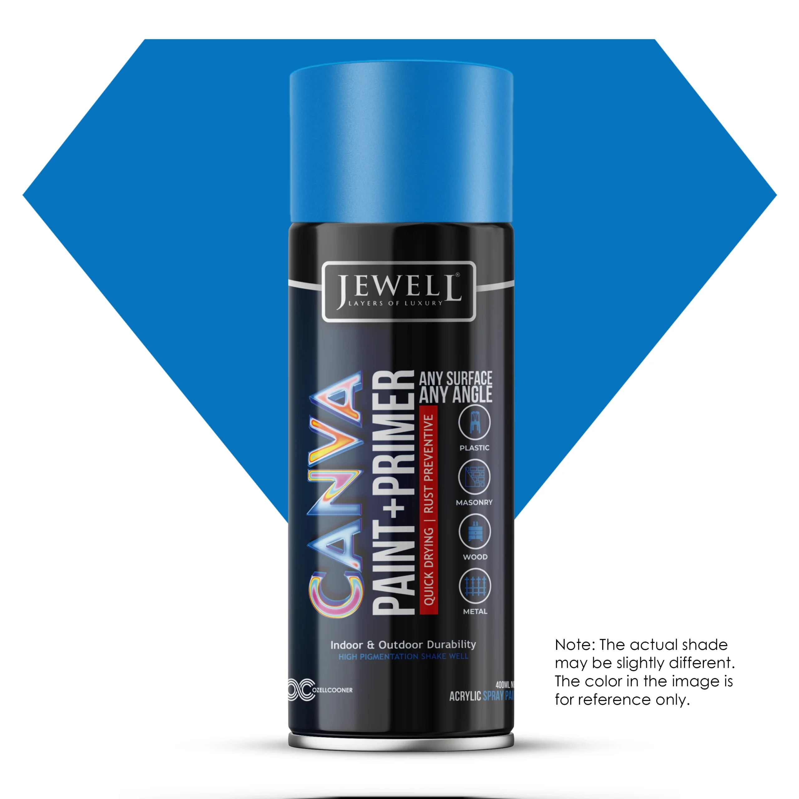 Jewell Canva Spray Paint & Primer in Solid Diamond Blue(133) - 400ml