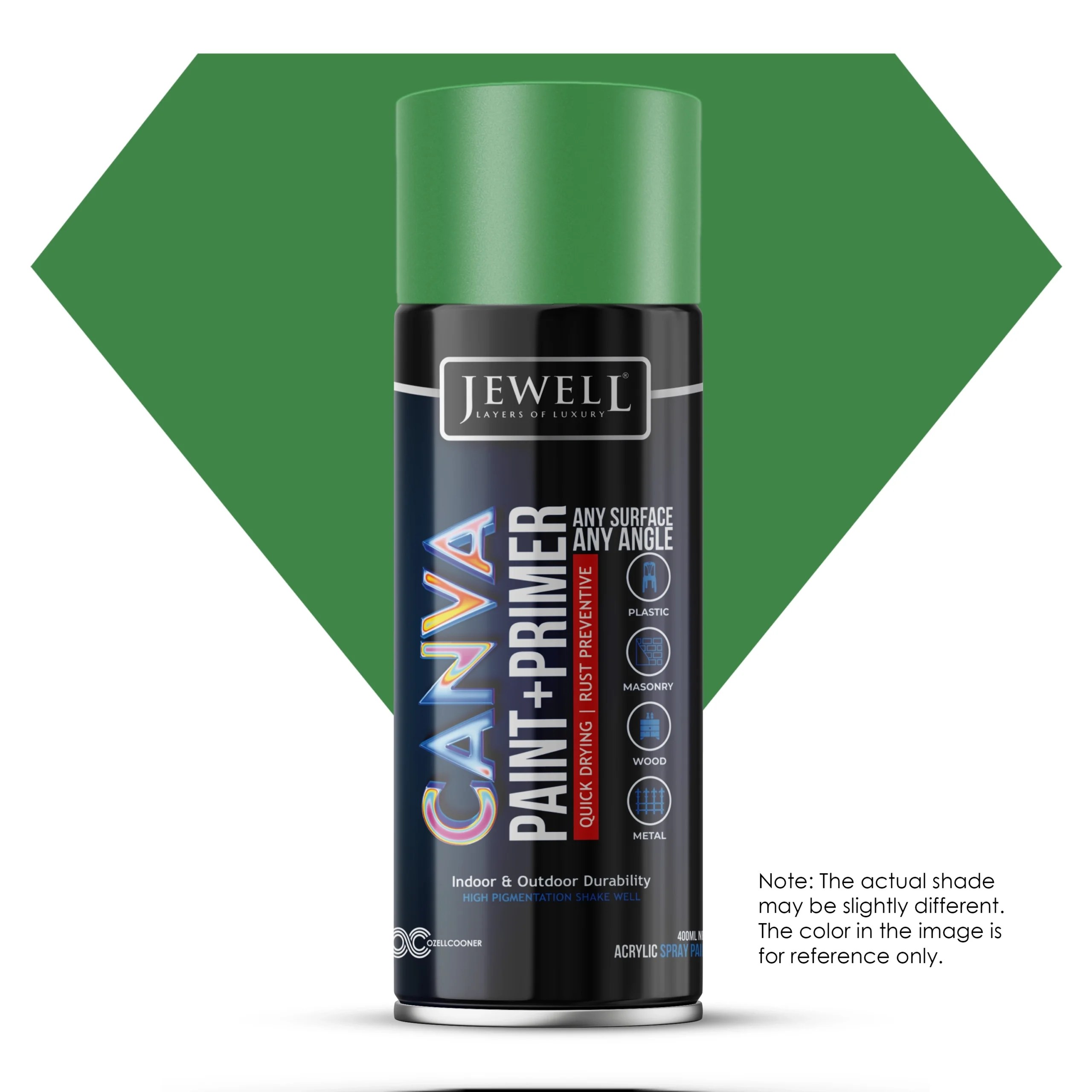 Jewell Canva Spray Paint & Primer in Solid Leaf Green(27) - 400ml