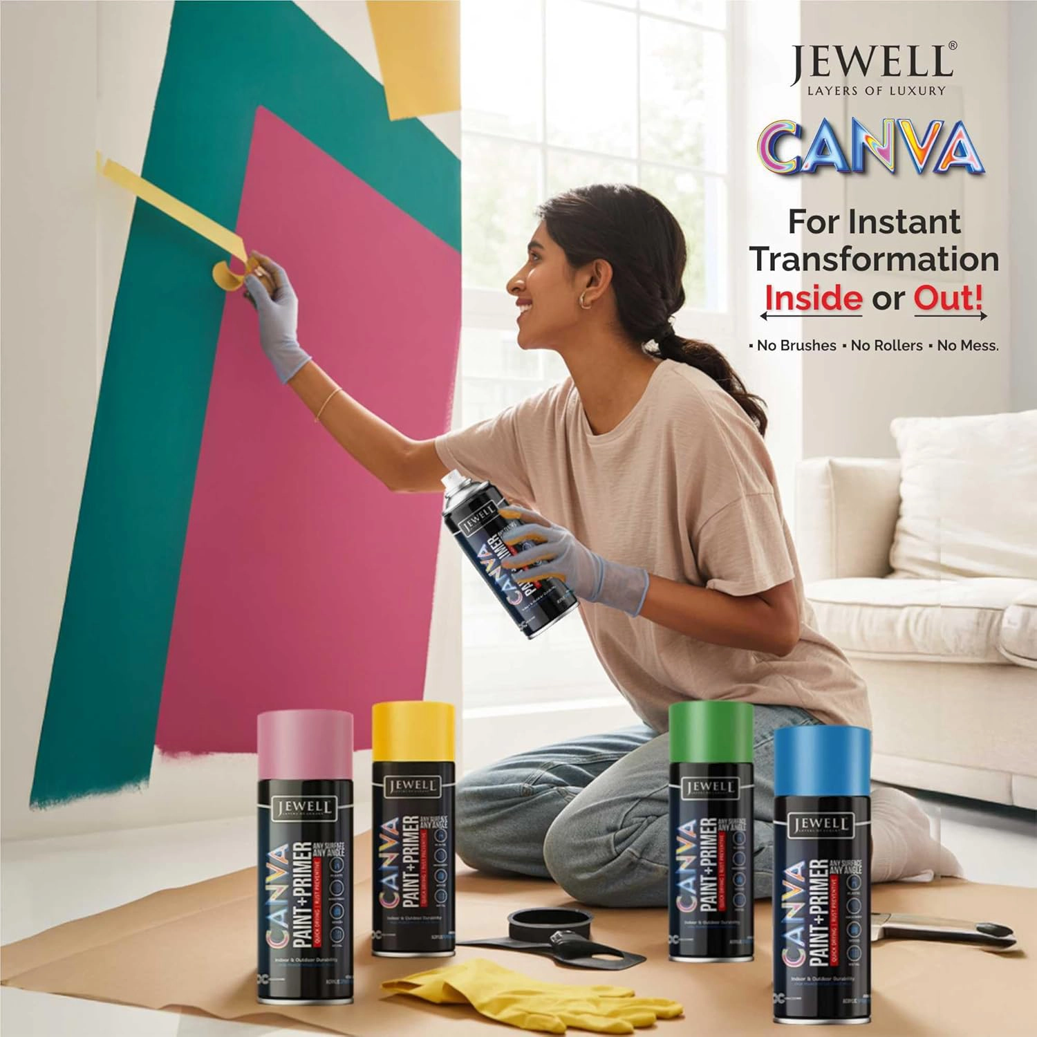 Jewell Canva Spray Paint & Primer in Solid White(40) - 400ml - Image 3