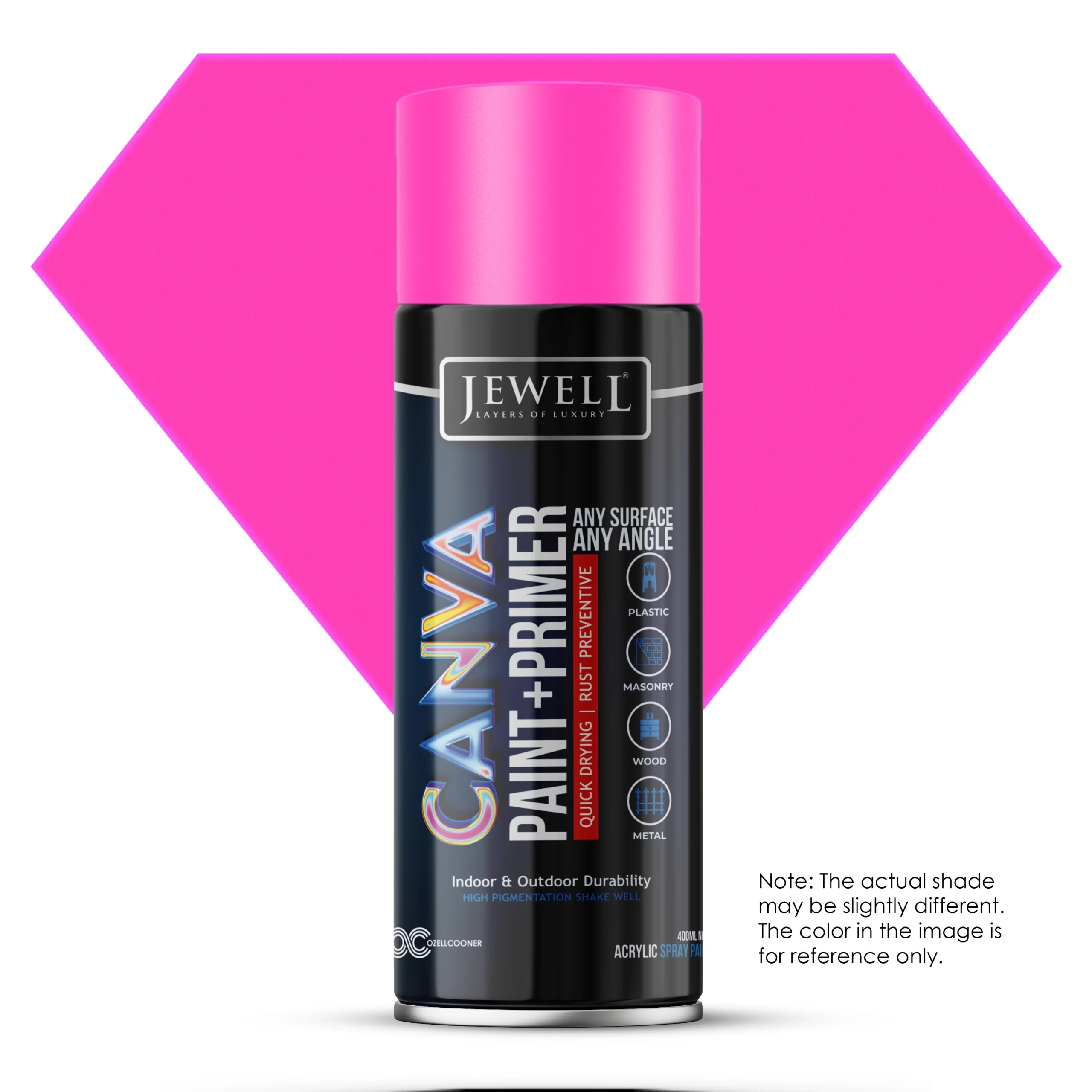 Jewell Canva Spray Paint & Primer in Fluorescent Pink(2002) – 400ml