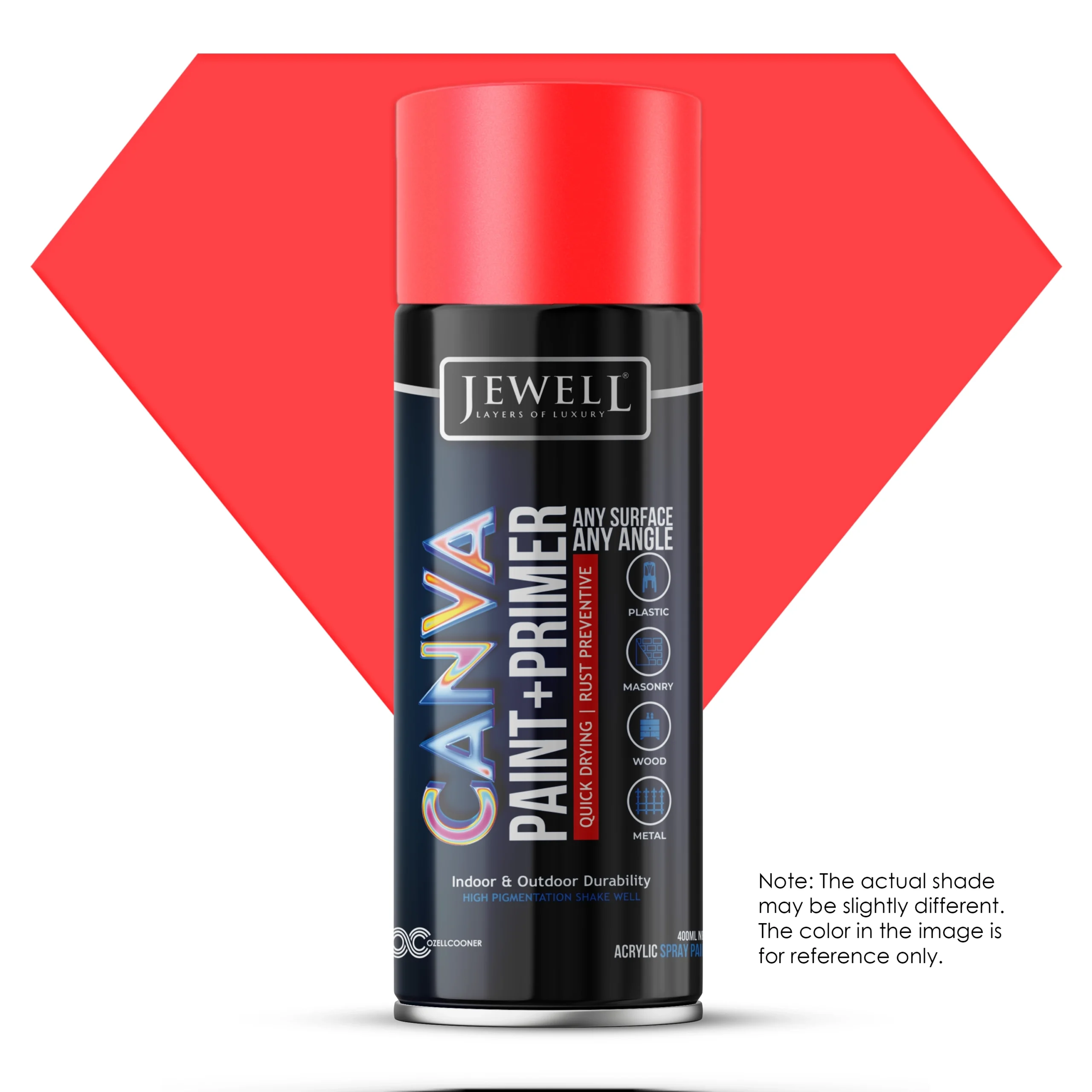 Jewell Canva Spray Paint & Primer in Fluorescent Red(2001) – 400ml